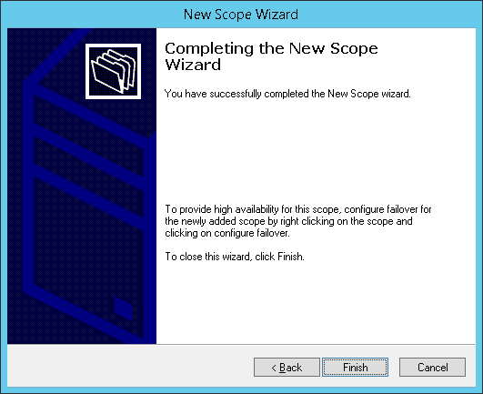 Завершение мастера создания диапазона